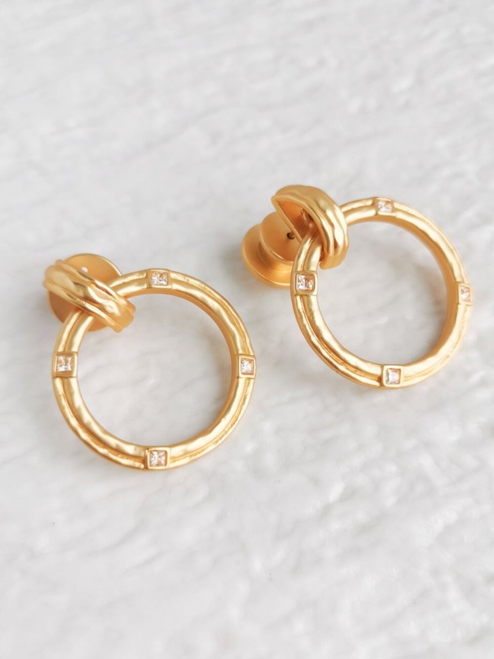 Julie Vos Astor Doorknocker 24K Gold Plate Hoop Earrings NEW